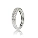 Sterling Silver Cubic Zirconia 2-row Round-cut Eternity Band Ring