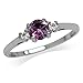 Petite Simulated Color Change Alexandrite & White CZ Gold Plated 925 Sterling Silver Ring