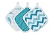 Bamboo Muslin Washcloths - 3 Pack - Aqua Feather Chevron - Softest Muslin Washcloths by Cozy Babe