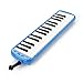 Vangoa 32 Key Melodica Instrument Blue Portable with Wipe Cloth, Carrying Bag, Key Stickers, Double Mouthpieces and Long Tubes