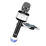 TANOCH Wireless Karaoke Microphone, Bluetooth Speaker with Disco Light Upgraded Cellphone Holder and 3200mAh Rechargeable Battery Birthday Gifts for Women, Kids, Father's Day Gift