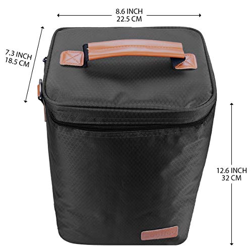 Collapsible Wine Totes Travel Carrier & Cooler Bag with Shoulder Strap,4 Bottle Picnic Cooler Bag with Insulated Neoprene Leakproof Liner,Water Drinks Beer Picnic Lunch Bag for Grocery,Camping(Black)