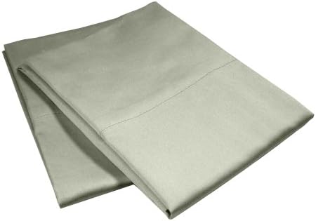 Veratex The Solid Collection Contemporary 300 Thread Count 100% Cotton Sateen Pillowcase Pair with Embroidered Design, King Size, Sage