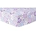 Grace Floral Fitted Crib Sheet - Large Floral Gray Print Cotton, Purple, Blue, Gray and White, Fully Elasticized, 8 in Deep Pockets, Fits Standard Crib Mattress 28 in x 52 in