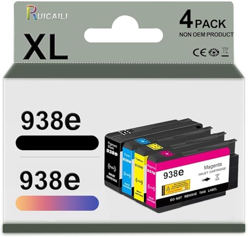 Compatible with HP 938e 938XL 938 Ink Cartridges with Chip for OfficeJet Pro 9110b 9120b 9130b 9720 9730 (4PK-BK/C/M/Y)