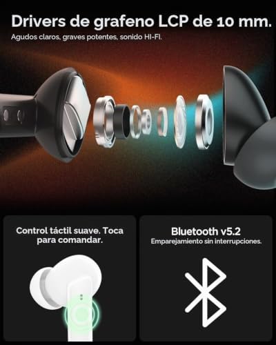 Auscultadores desportivos sem fios de áudio SA-TW P20, auscultadores gaming Bluetooth 5.2, reprodução 30H, cancelamento de ruído USB-C, resistência à água IPX5, equalizador personalizado - Preto