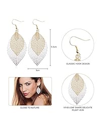 YOMOHO 6 Pairs Double Leaf Earrings Set Hollow Lightweight Drop Dangle Earring for Women and Teen Girls