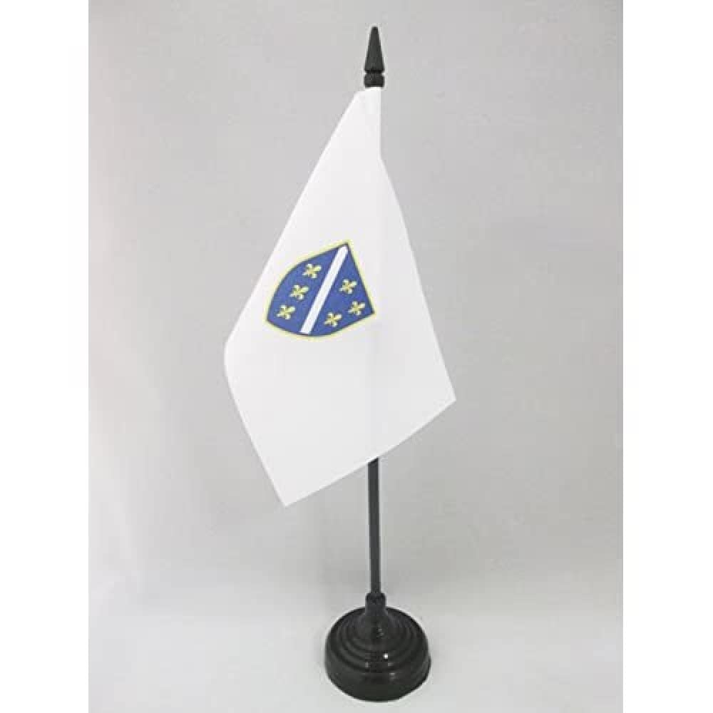 AZ FLAG - Bosnia and Herzegovina 1992-1998 Table Flag 4'' x 6'' - old Bosnian Office Mini Banner 100% Polyester 15 x 10 cm - Mini Desk Flag with 10'' Pole and Black Plastic Base
