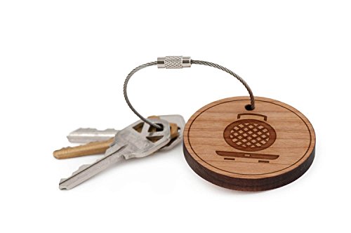 Waffle Iron Keychain, Wood Twist Cable Keychain - Small - Thumbnail 3