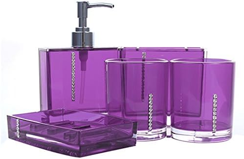 Badezimmer Accessoires Sodial R 5 Teiliges Badezimmer Bad Wc Accessoires Set Seifenspender Zahnputzbecher Lila Amazon De Kuche Haushalt