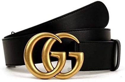 Original authentic fashion boutique double GG gold buckle men and women belt