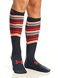 Under Armour Women's UA Mountain Ridge Lite Over the Calf Socks, Mechanic Blue/Pomegranite, Medium