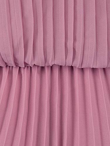 PERSUN Women's Casual Chiffon Cut Out Shoulder Pleated Party Maxi Dress (Small, Bean Paste) - Thumbnail 3