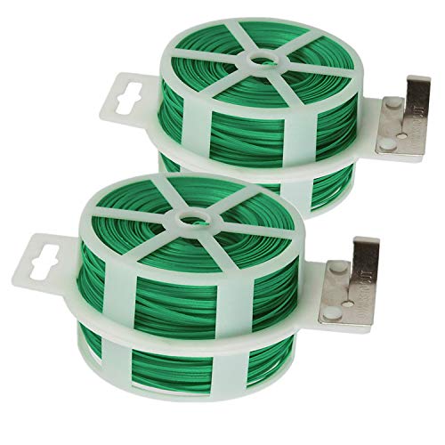 Gizhome 2 Pack 100m/328ft Garden Plant Twist Tie with Cutter for Gardening, Home, Office – Green