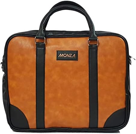Monza Italy Laptop Formal Office Messenger Briefcase Bag with Padded Laptop Compartment for Men & Women Tan Color