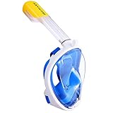 SEGMART Full Face Snorkel Mask with 180° Field of View for Surface Snorkeling (anti-leak) (Blue,S/M)