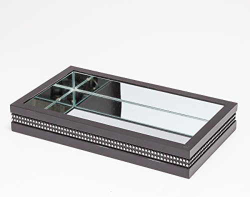 Woodart Wood and Mirror Decorative and Serving Tray- Beaded Design (11x7", Black)