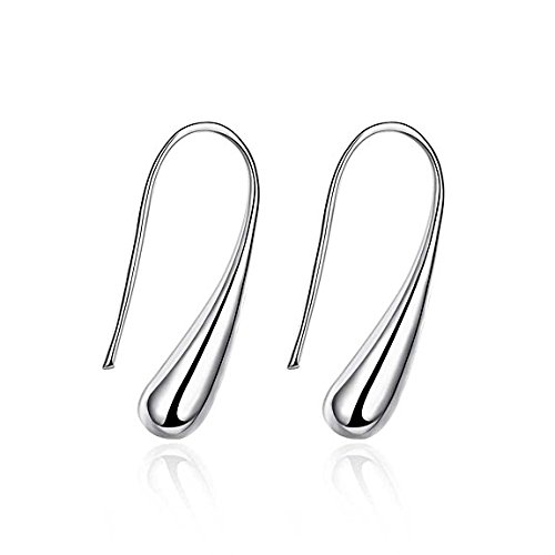 Fashion Classic Sterling Silver Thread Drop Earrings Teardrop Back Earrings (White/1 Pair)
