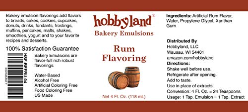 Hobbyland Bakery Emulsions (Rum Emulsion Flavoring, 4 fl oz) Rum Baking Emulsion - Thumbnail 6