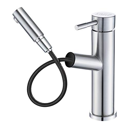 KIMIUP Bathroom Faucet with Sprayer, Pull Down Kitchen Sink Faucets