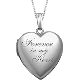 PicturesOnGold.com Forever In My Heart Locket Necklace for Women That Hold Pictures in Silver or Yellow Gold.