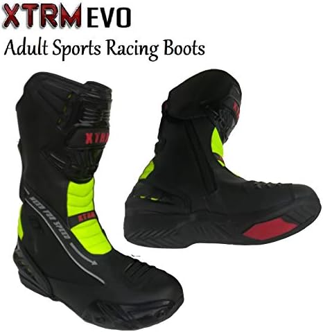 XTRM Motorbike EVO Adult Sports Boots Motorcycle Mens Biker Protection Slider Racing Touring Armour Boots Black/Yellow (Black/Yellow, EU 45/ UK 11)