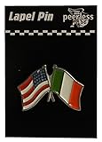 American and Ireland Flag with Gold Trim Lapel Pin