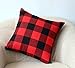 4TH Emotion Set of 2 Christmas Buffalo Check Plaid Throw Pillow Covers Cushion Case Polyester for Farmhouse Home Decor Red and Black, 20 x 20 Inches