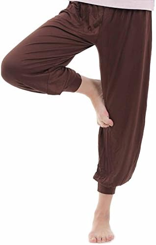 JAPattern Loose Harem Drape Soft Modal Yoga Pants (X-Large, Brown)