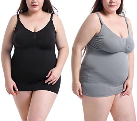 HiKong Women Seamless Nursing Cami Tanks Top Maternity Camisole Front Open Breastfeeding Tank Bra With Removable Pads Pack Of 2 3