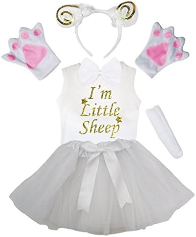 Petitebelle Headband Bowtie Tail Gloves Shirt Skirt 6pc Girl Costume 1-8y