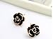 LovEnter Black Rose Flower with 18K Yellow Gold Plated Edge Stud Earrings