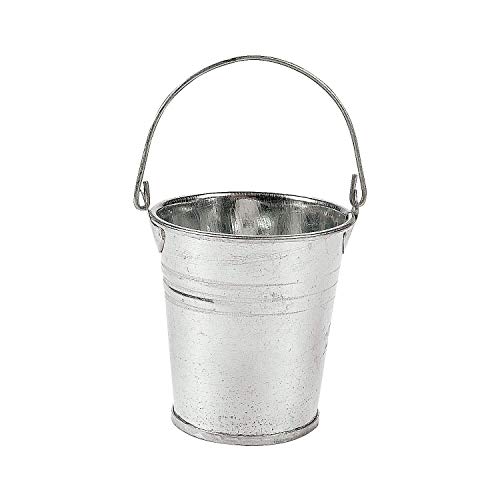 Galvanized Mini Metal Pails Bulk, Pack of 12 Buckets, Decoration for Parties, Wedding, Centerpieces, Party Favors, 2" x 2 1/4" By 4E's Novelty