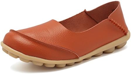 KISFLY Women Flats Size 11 Casual Boat Shoes Lightweight Rubber Sole Breathable Driving Walking Loafers Orange