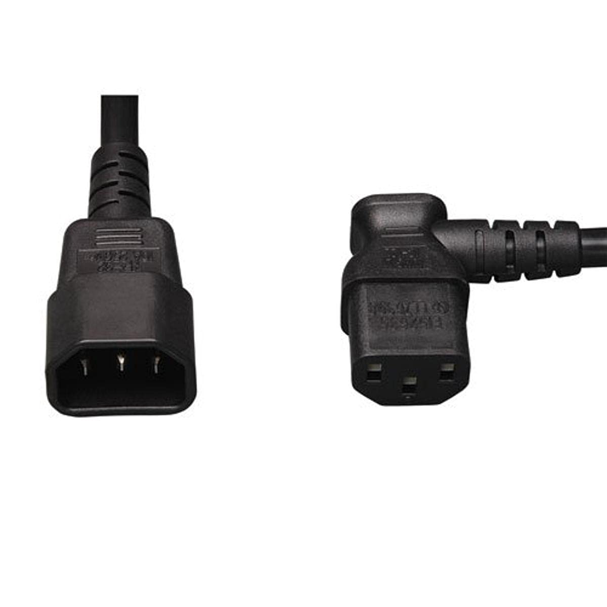 Tripp Lite Computer Power Extension Cable PDU Cord 10A 18 AWG C14 to Right Angle C13, 0.61 m (P004-002-13RA)