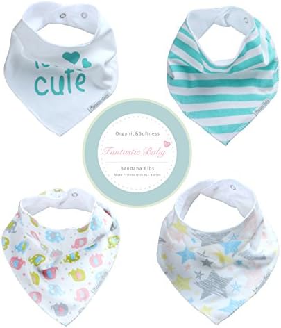 Baby Bandana Drool Bibs for Girls and Boys by Fantastic Baby 4 Pack Gift Set(Green)