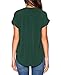 LILBETTER Women Chiffon Blouse V Neck Short Sleeve Top Shirts (Dark Green,Medium)