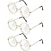 Frienda 3 Pairs Old Man Costume Glasses Santa Glasses Gold Round Glasses Clear Lens Glasses for Men Women Christmas Dress Up Accessories