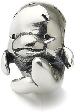 New Cute Smiling Dolphin Sterling Silver Aurora Charm Bead S925, Cute Dolphin, Smiling Dolphin Silver Charm Bead Pendant, Silver Dolphin Fish Necklace Charm Jewelry, Pandora compatible