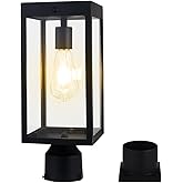 Zinnze Solar Lamp Post Light Outdoor Waterproof，Solar Outdoor Post Light with 3.5in Pier Mount Base，Matte Black