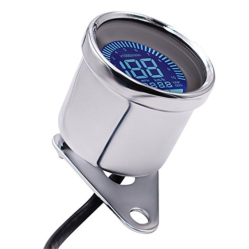 Digital Speedometer for Motorbike, TechCode LED Digital LCD Odometer 12V Universal Motorcycle LED LCD Tachometer Speedometer Multifunctional Modification Speedometer Instrumentation Aluminum Alloy Set