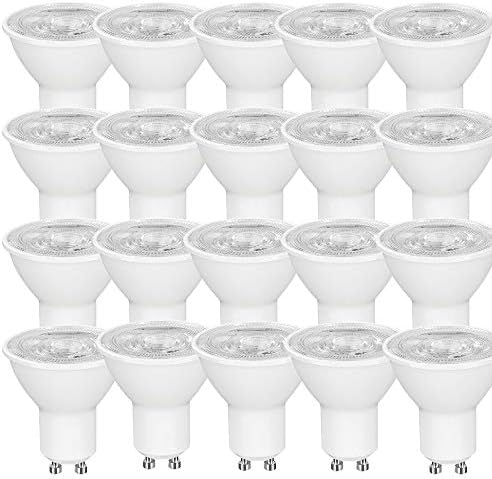 OUGEERPack of 20 GU10 LED 6W 600 Lumens GU10 60W Halogen Equivalent Replacement Cool White 6000K,120° Beam Angle AC 220-240V NOT Dimmable GU10 Spot Light Bulb