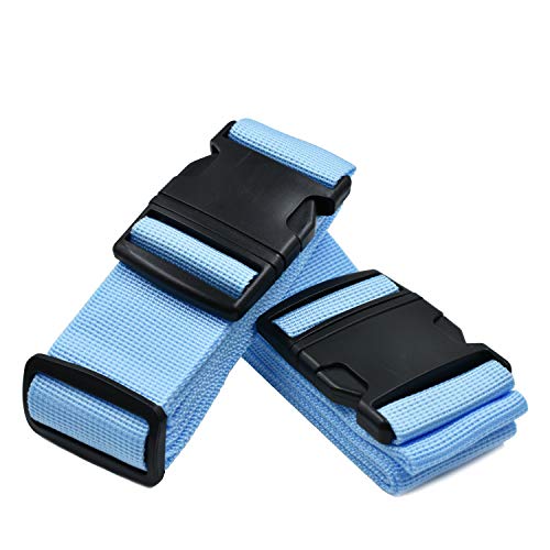 AUDWUD Luggage Strap for Suitcase - with ID Address Card - High Strength Nylon Material - 2/4 Pack (2 pack(sky blue)) - Thumbnail 5