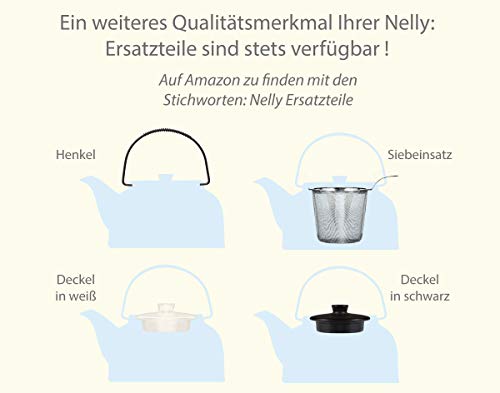 Teeservice âNellyâ. Moderne Teekanne 1,5 Liter in weiÃ-weià aus hitzebeständiger Keramik mit Edelstahlfilter, 6 Teecups 120ml in weiÃ-weià und Metall-Stövchen. – Bild 6