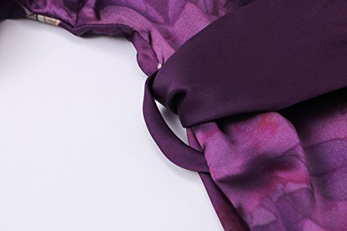Old-to-new Women's Long Lightweight Elegant Kimono Robe Silk Bathrobe Dressing Gown with Fur- Watercolor Floral
