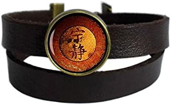 Two Layers Design Dark Brown Leather Cuff Bangle Firefly Jewelry Firefly Serenity Rope Wristband Bracelet with Glass Pendant