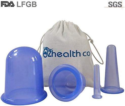 Anti Cellulite Cupping Therapy Set 4pcs Body And Facial Massage Vacuum Suction Cup For Cellulite Removal Anti-aging Wrinkle Reduction Skin Treatment FDA Approved Medical Grade Silicone