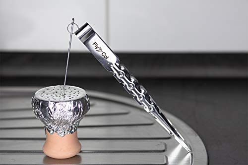 FlyCol Shisha Zangen Set mit Kohlezange und Zange zum Kopf Bauen | Tabakzange mit Locher Stanzer für Alufolie Wasserpfeife Zubehör – Bild 4