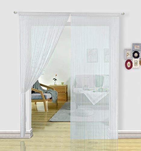 HSYLYM Spaghetti String Curtains Fly Screens Curtains for Doors, Doorways,Windows Treatments and Home Décor(White, 244x229cm)