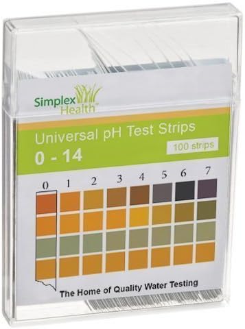 Simplex Health pH Test Strips 0-14 Wide Range Dual Pad Water Testing 100 Strips